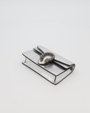 Gucci Metallic Silver Dionysus Wallet on Chain Bag in Calfskin Leather with Silver Hardware