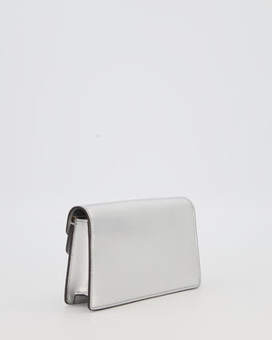 Gucci Metallic Silver Dionysus Wallet on Chain Bag in Calfskin Leather with Silver Hardware
