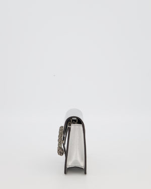 Gucci Metallic Silver Dionysus Wallet on Chain Bag in Calfskin Leather with Silver Hardware