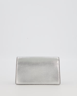 Gucci Metallic Silver Dionysus Wallet on Chain Bag in Calfskin Leather with Silver Hardware