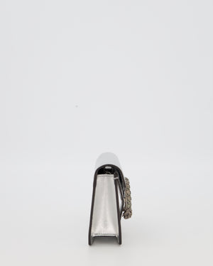 Gucci Metallic Silver Dionysus Wallet on Chain Bag in Calfskin Leather with Silver Hardware