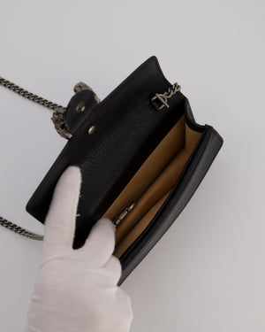 Gucci Black Dionysus Wallet on Chain Bag in Calfskin Leather with Gunmetal Grey Hardware