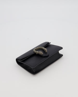 Gucci Black Dionysus Wallet on Chain Bag in Calfskin Leather with Gunmetal Grey Hardware