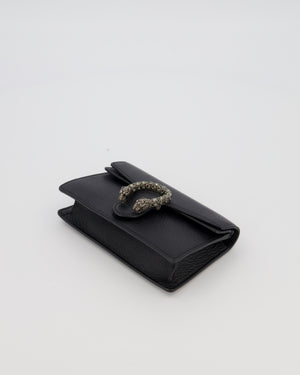 Gucci Black Dionysus Wallet on Chain Bag in Calfskin Leather with Gunmetal Grey Hardware