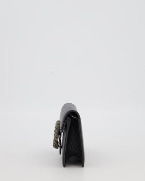 Gucci Black Dionysus Wallet on Chain Bag in Calfskin Leather with Gunmetal Grey Hardware
