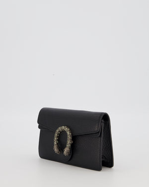 Gucci Black Dionysus Wallet on Chain Bag in Calfskin Leather with Gunmetal Grey Hardware
