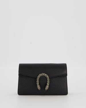 Gucci Black Dionysus Wallet on Chain Bag in Calfskin Leather with Gunmetal Grey Hardware
