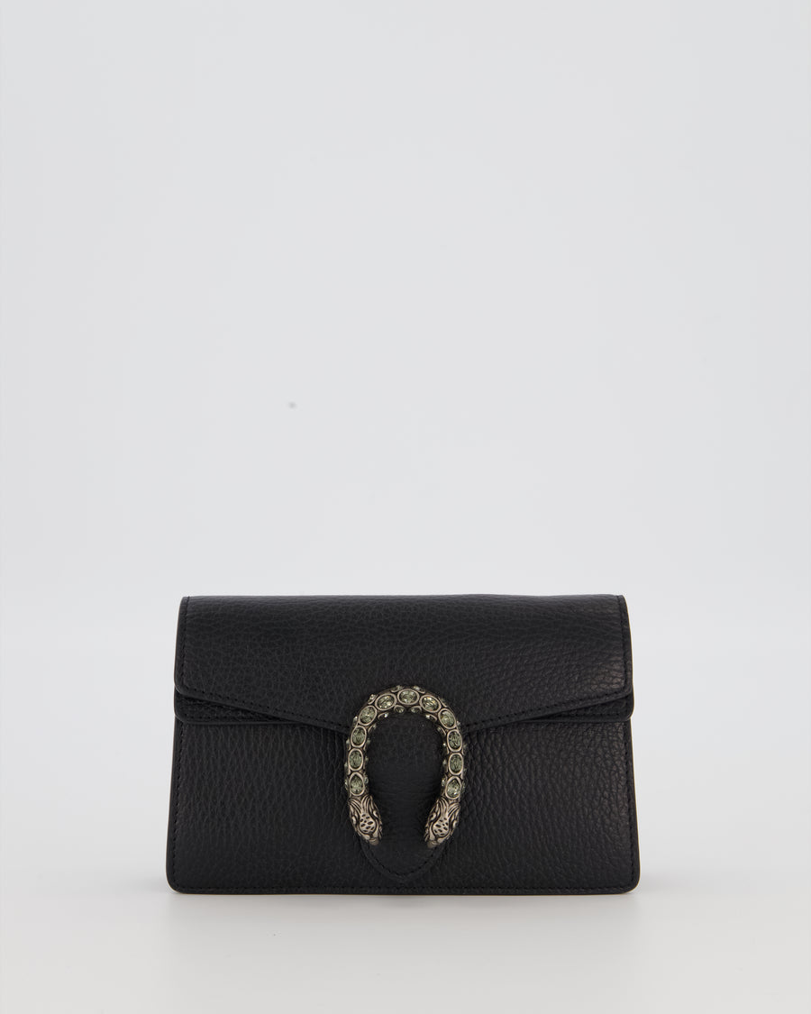 Gucci Black Dionysus Wallet on Chain Bag in Calfskin Leather with Gunmetal Grey Hardware