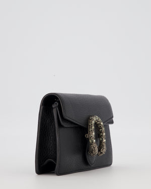 Gucci Black Dionysus Wallet on Chain Bag in Calfskin Leather with Gunmetal Grey Hardware