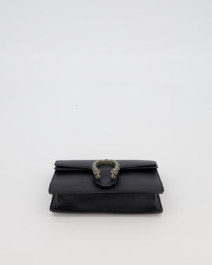 Gucci Black Dionysus Wallet on Chain Bag in Calfskin Leather with Gunmetal Grey Hardware