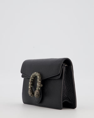 Gucci Black Dionysus Wallet on Chain Bag in Calfskin Leather with Gunmetal Grey Hardware