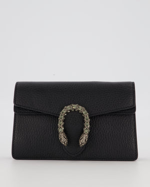 Gucci Black Dionysus Wallet on Chain Bag in Calfskin Leather with Gunmetal Grey Hardware