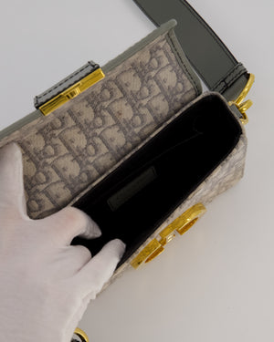 Christian Dior Light Grey Mini 30 Montaigne Bag in Dior Oblique Jacquard with Gold Hardware