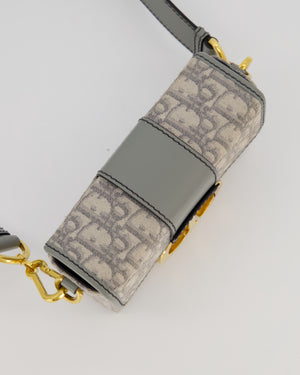 Christian Dior Light Grey Mini 30 Montaigne Bag in Dior Oblique Jacquard with Gold Hardware