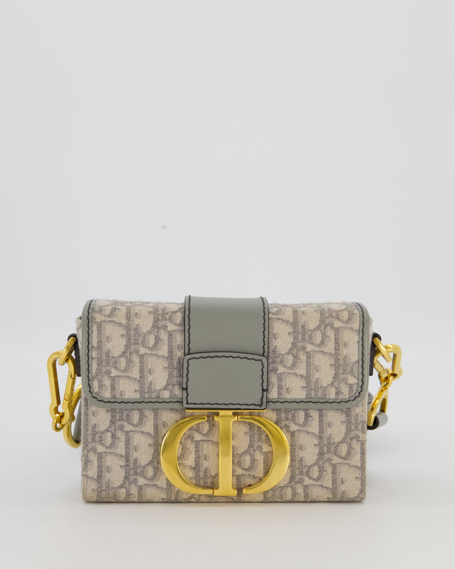 Christian Dior Light Grey Mini 30 Montaigne Bag in Dior Oblique Jacquard with Gold Hardware