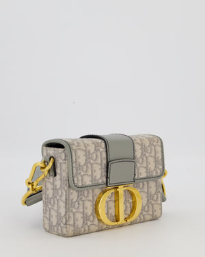Christian Dior Light Grey Mini 30 Montaigne Bag in Dior Oblique Jacquard with Gold Hardware