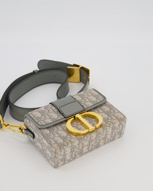 Christian Dior Light Grey Mini 30 Montaigne Bag in Dior Oblique Jacquard with Gold Hardware