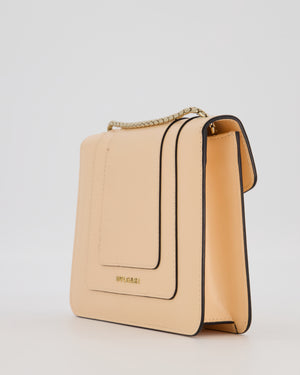 Bvlgari Light Peach Small Serpenti Forever Square Shoulder Bag In Calfskin Leather with Champagne Gold Hardware