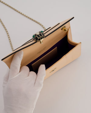 Bvlgari Light Peach Small Serpenti Forever Square Shoulder Bag In Calfskin Leather with Champagne Gold Hardware