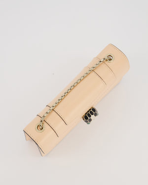 Bvlgari Light Peach Small Serpenti Forever Square Shoulder Bag In Calfskin Leather with Champagne Gold Hardware
