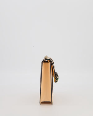 Bvlgari Light Peach Small Serpenti Forever Square Shoulder Bag In Calfskin Leather with Champagne Gold Hardware