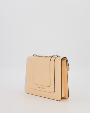 Bvlgari Light Peach Small Serpenti Forever Square Shoulder Bag In Calfskin Leather with Champagne Gold Hardware