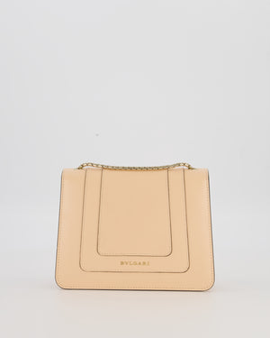Bvlgari Light Peach Small Serpenti Forever Square Shoulder Bag In Calfskin Leather with Champagne Gold Hardware
