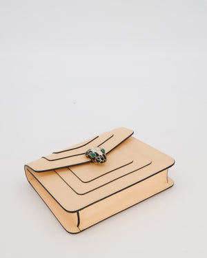 Bvlgari Light Peach Small Serpenti Forever Square Shoulder Bag In Calfskin Leather with Champagne Gold Hardware