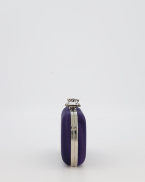 Alexander McQueen Navy Satin Clutch Bag with Silver Hardware