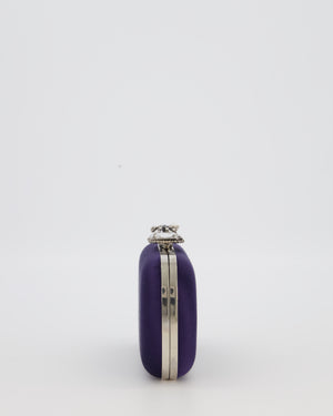 Alexander McQueen Navy Satin Clutch Bag with Silver Hardware