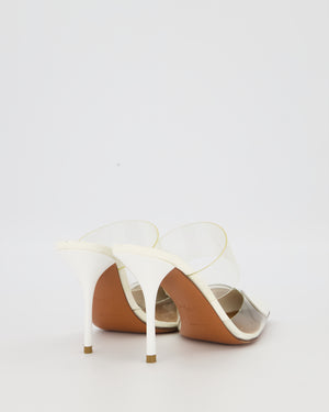 Alaia LeCoeur Heeled Mules in Clear PVC with White Patent Leather Heart Pointed Toecap Size EU 37