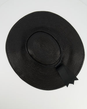 Stephen Jones Black Raffia Hat with Black Ribbon 57cm