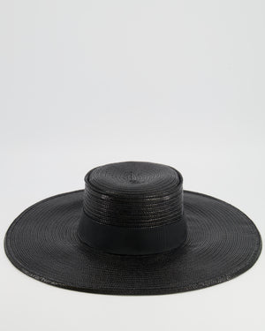 Stephen Jones Black Raffia Hat with Black Ribbon 57cm