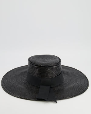 Stephen Jones Black Raffia Hat with Black Ribbon 57cm