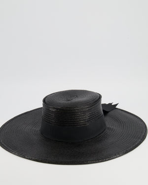 Stephen Jones Black Raffia Hat with Black Ribbon 57cm