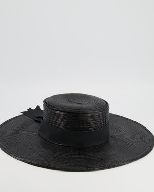 Stephen Jones Black Raffia Hat with Black Ribbon 57cm