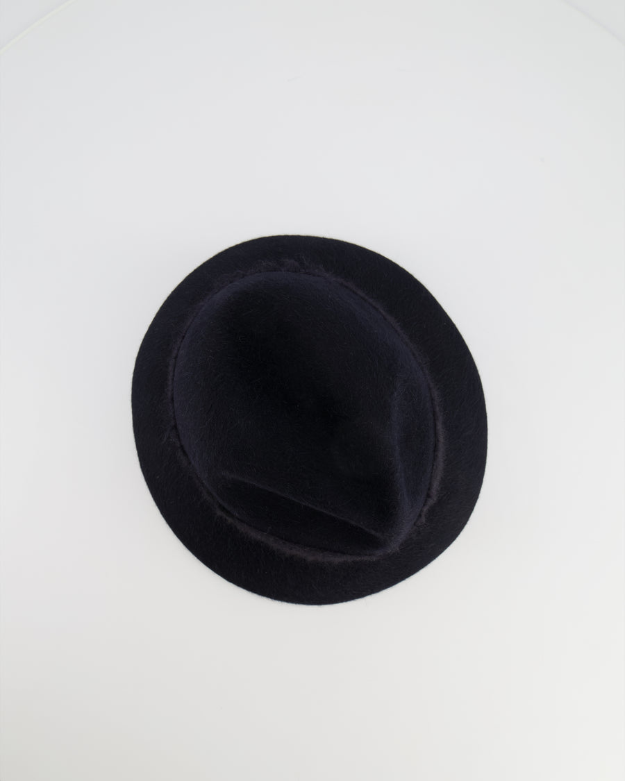 Loro Piana Black Hare Hat with Gold Logo Detail Size S RRP £900