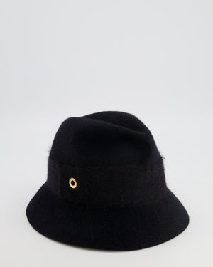 Loro Piana Black Hare Hat with Gold Logo Detail Size S RRP £900