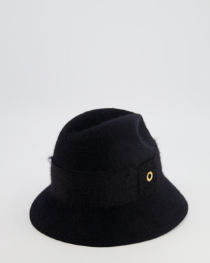 Loro Piana Black Hare Hat with Gold Logo Detail Size S RRP £900