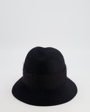Loro Piana Black Hare Hat with Gold Logo Detail Size S RRP £900