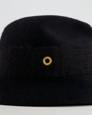 Loro Piana Black Hare Hat with Gold Logo Detail Size S RRP £900