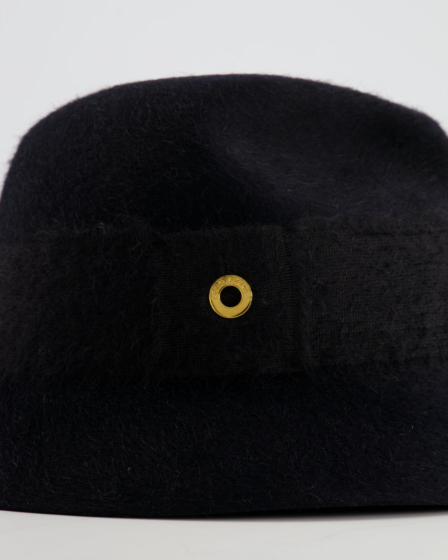Loro Piana Black Hare Hat with Gold Logo Detail Size S RRP £900
