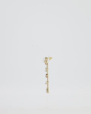 Chanel Pearl Crystal Drop Earrings with Gold CC Logo