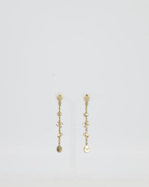 Chanel Pearl Crystal Drop Earrings with Gold CC Logo