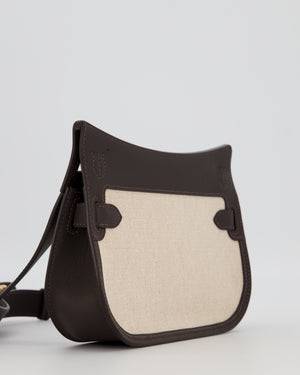 Hermès Mini Jypsiere Crossbody Bag in Bai Brun Swift Leather and Cream Canvas with Gold Hardware