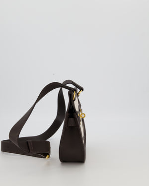 Hermès Mini Jypsiere Crossbody Bag in Bai Brun Swift Leather and Cream Canvas with Gold Hardware
