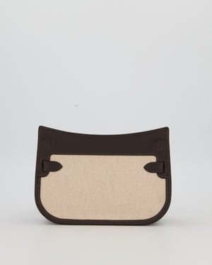 Hermès Mini Jypsiere Crossbody Bag in Bai Brun Swift Leather and Cream Canvas with Gold Hardware