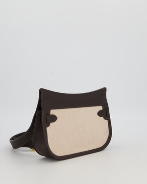 Hermès Mini Jypsiere Crossbody Bag in Bai Brun Swift Leather and Cream Canvas with Gold Hardware
