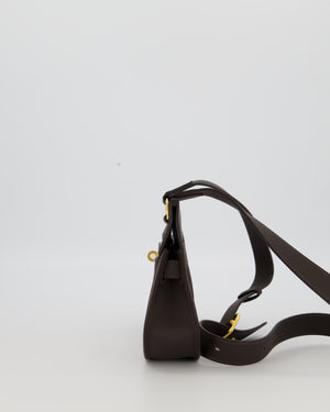 Hermès Mini Jypsiere Crossbody Bag in Bai Brun Swift Leather and Cream Canvas with Gold Hardware