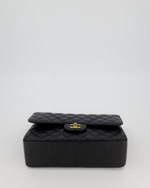 Chanel Black Jumbo Classic Double Flap Bag in Caviar Leather with Gold Hardware